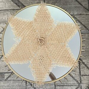 Beige Cotton Handmade Crochet Lace Tablecloth Doilies Table